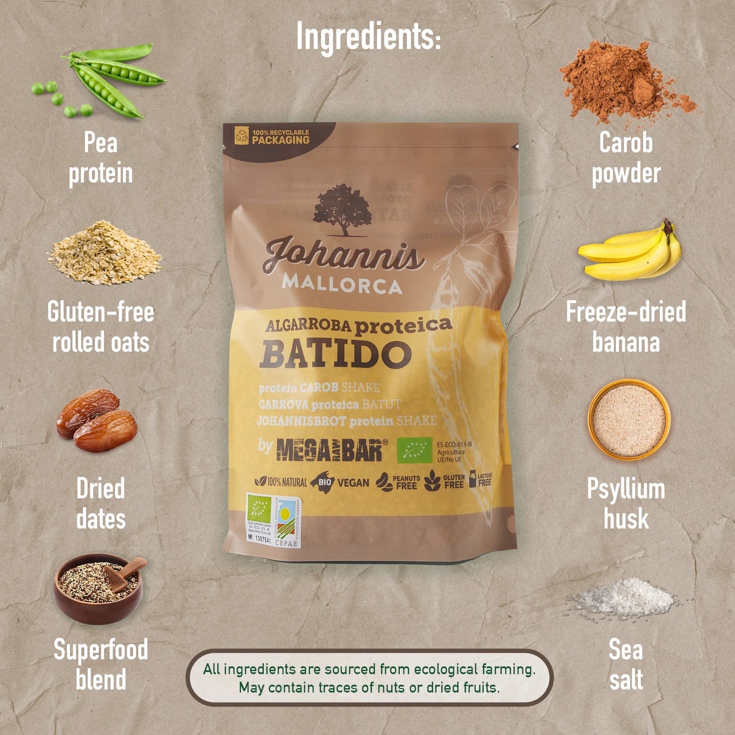 MegaRawBar Recovery Protein Shake oder Protein Drink mit Johannisbrot Carob