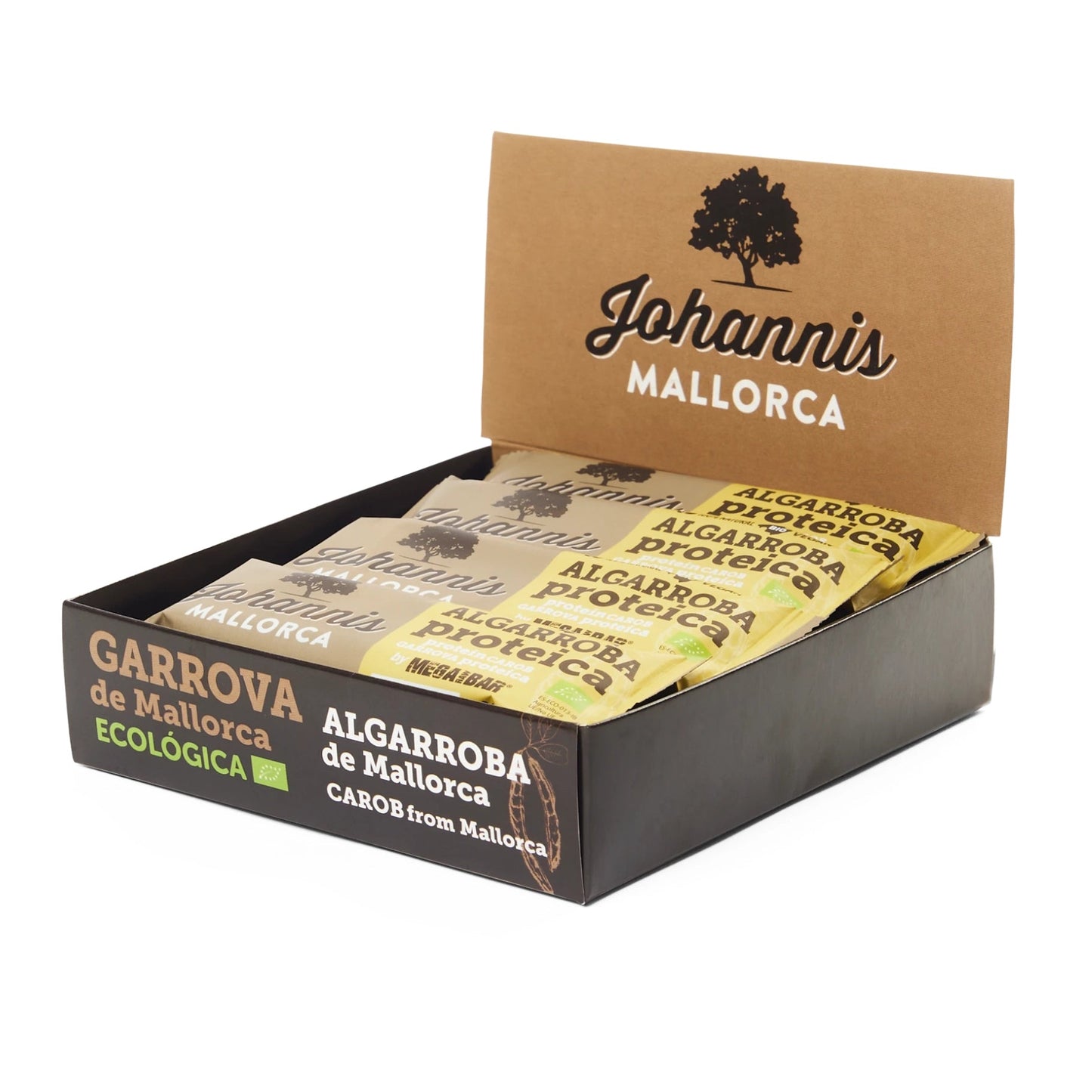 MegaRawBar Johannis Mallorca Proteinriegel mit Johannisbrot Carob als Box 12 Stk. a 40g