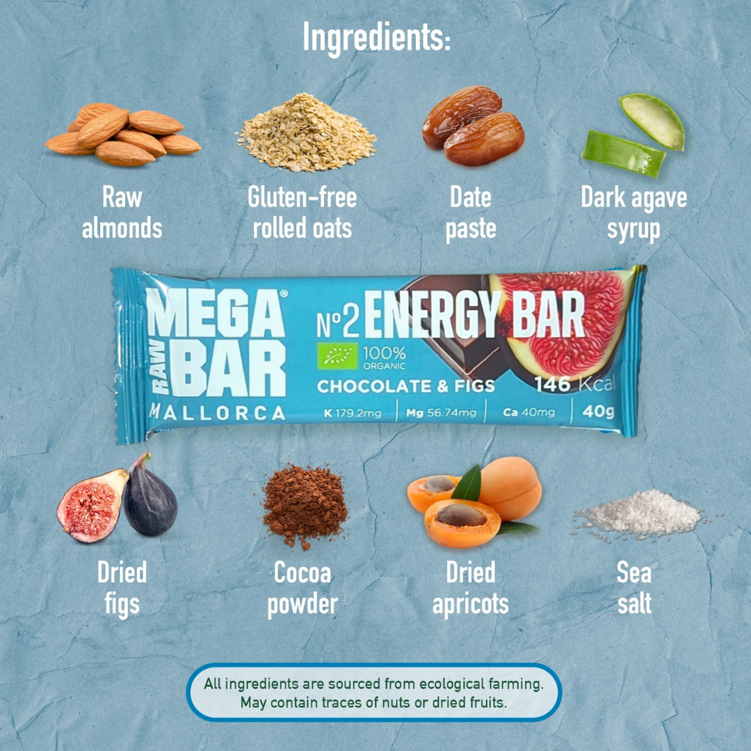 MegaRawBar 2 Schokolade und Feige 40g Energieriegel Handmade in Mallorca
