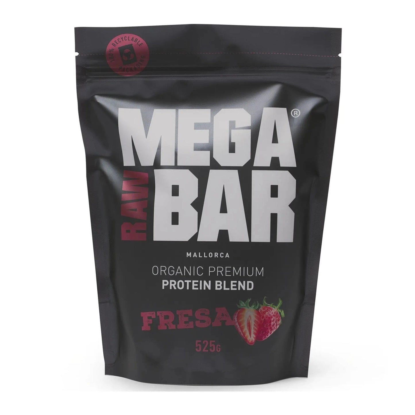 MegaRawBar Premium Protein Drink 525g Beutel Proteinpulver mit dem Geschmack Erdbeere