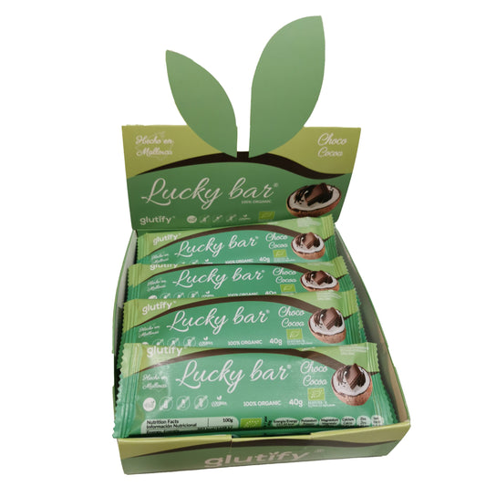 glutify Lucky Bar Schoko Box mit 12 Riegeln