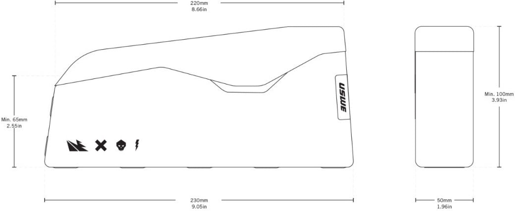 USWE Oberrohrtasche 1.2L Magnetverschluss Skizze