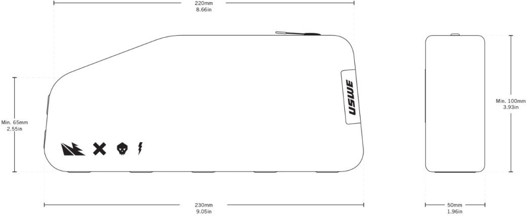 USWE Oberrohrtasche 1.2L Reissverschluss Skizze